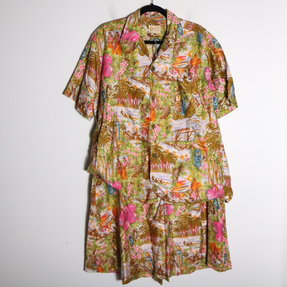 Vintage‎ 1960s Stand Hicks Hawaiian Casuals 2pc Set 1X 2X Tiki Mid Century Retro